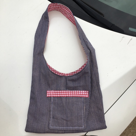 Handmade Boho railroad pin stripe Bag - Picture 3 of 5